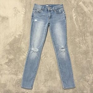 Old Navy Jeans Womens 2 Blue Skinny Pop Icon Mid Rise Light Wash Ripped Denim
